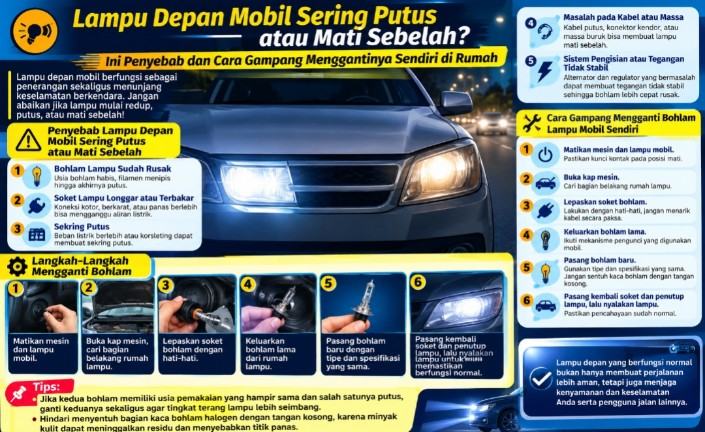 Lampu Mobil Sering Putus atau Mati Sebelah? Ini Penyebab dan Cara Gampang Menggantinya Sendiri di Rumah