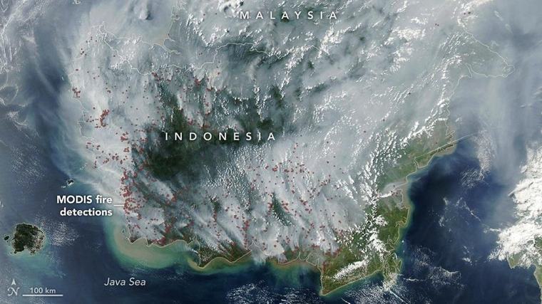 Potret Terbaru Kalimantan dari Satelit NASA, Kabut Asap Makin Tebal