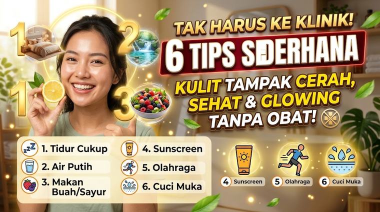 Tak Harus ke Klinik! Ini 6 Tips Sederhana Tanpa Obat untuk Membantu Kulit Tampak Cerah, Sehat, dan Glowing