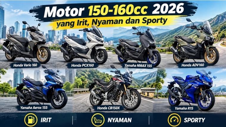 7 Pilihan Motor 150-160cc 2026 yang Irit, Nyaman dan Sporty
