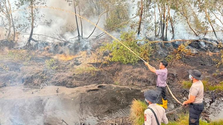 Polda Sumsel Intensifkan Penanganan Karhutla di Teluk Limau