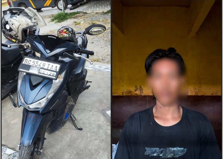 Ketahuan Curi Motor di Pasar dan Sempat Diserbu Warga, Pelaku Curanmor Diamankan ke Polsek Indralaya