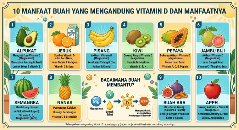 Bukan Hanya Sinar Matahari: 10 Pilihan Buah Segar Kaya Kandungan Vitamin D yang Bagus untuk Jaga Imun Tubuh