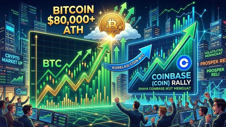 Saham Coinbase Meroket Saat Bitcoin Tembus US$80.000, Seberapa Erat Keduanya?